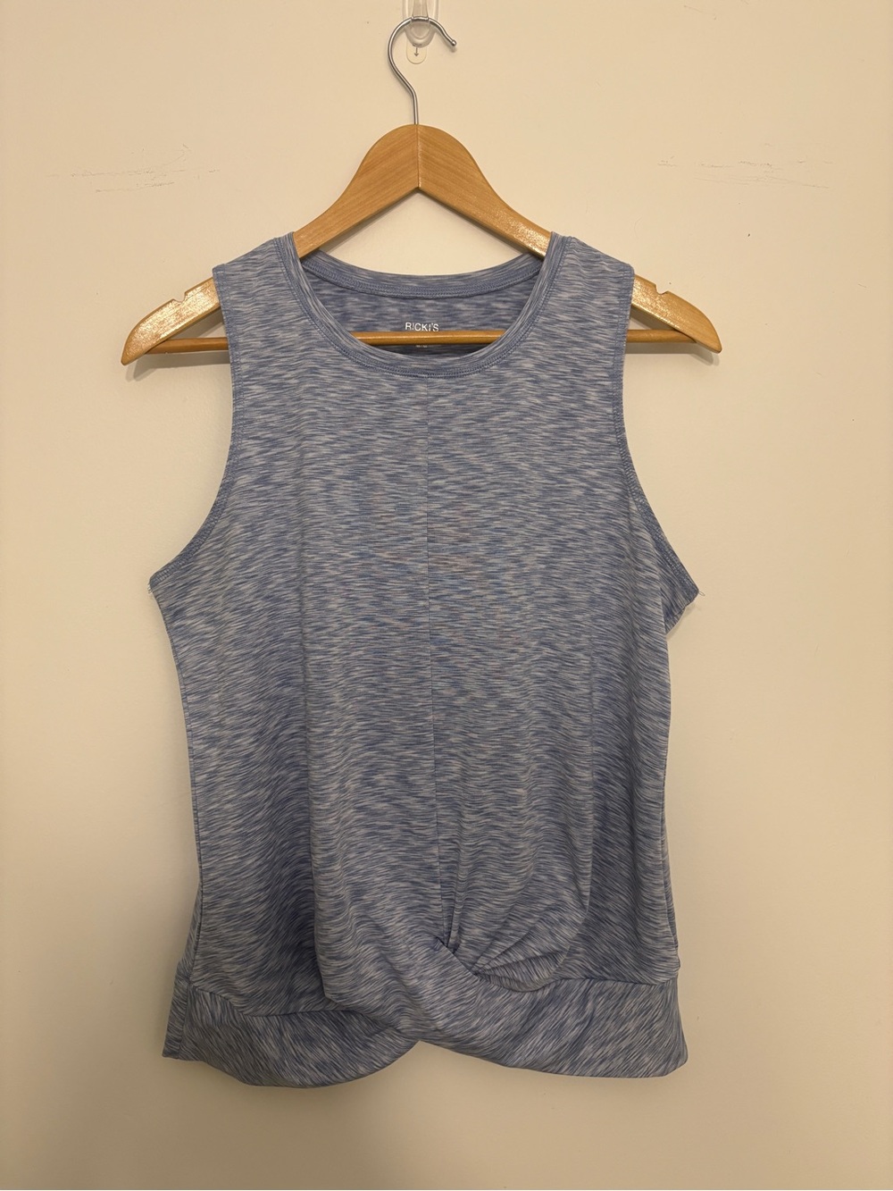 Ricki's Light Blue Space-Dye Twist-Hem Athletic Tank Top